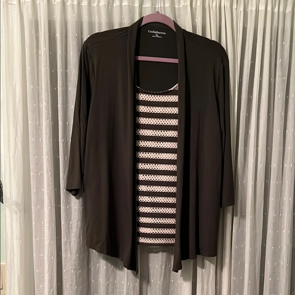 Croft&Barrow Green and White XL Women's Sweater
